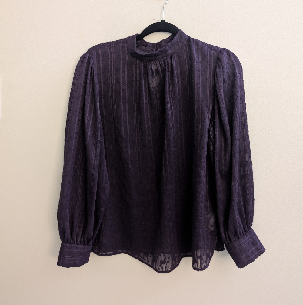Max Plum Textured Chiffon Blouse | UK 14 / EUR 40
